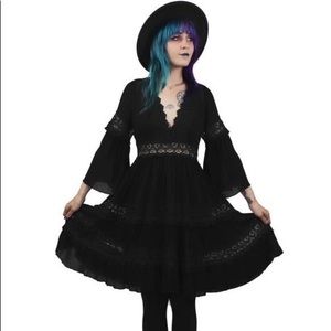 Foxblood Bell Sleeve Goth Lace Dress Plus Size